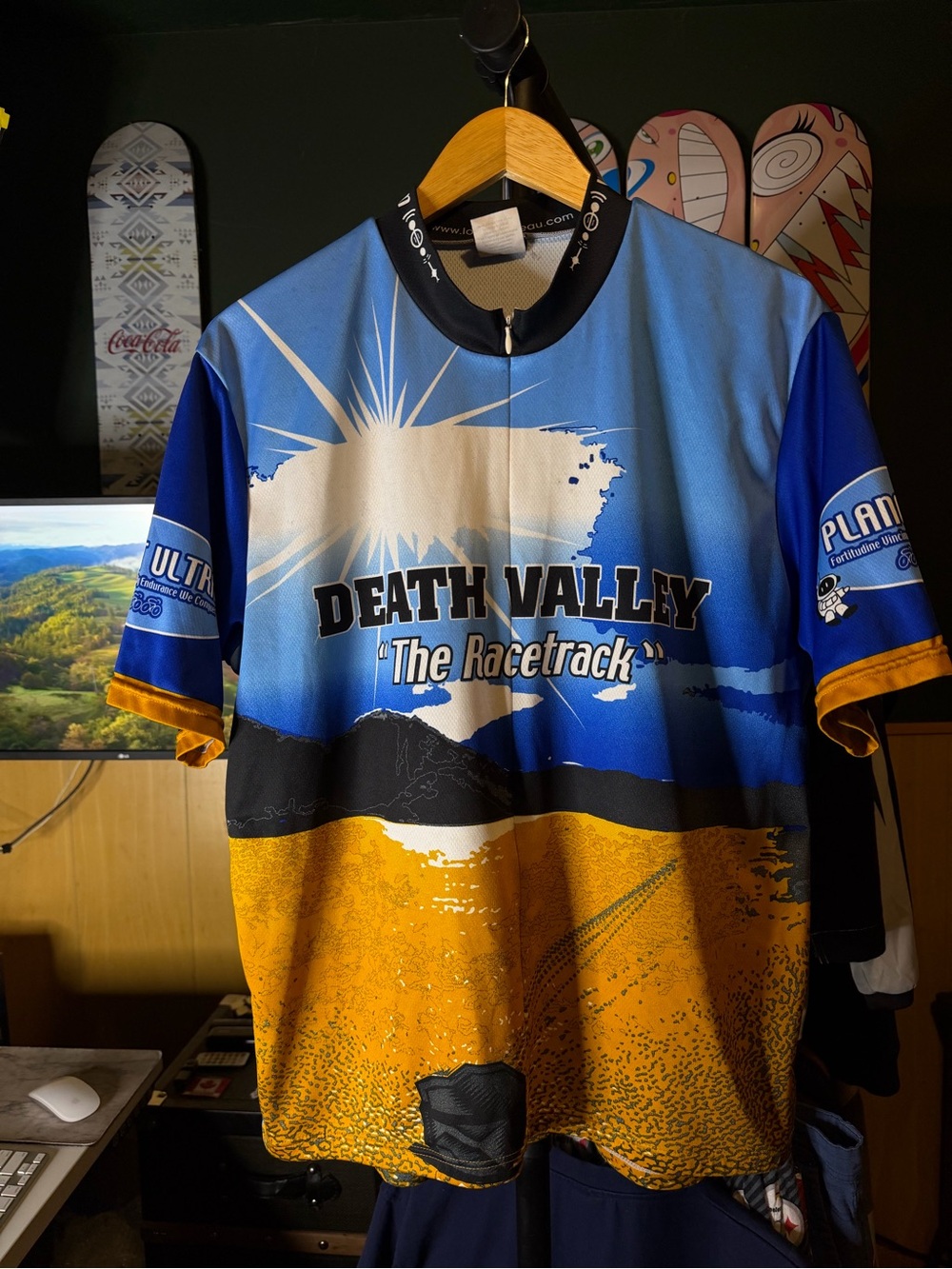 Louis Garneau Death Valley The Racetrack Cycling Jersey Blue & Yellow Size Large